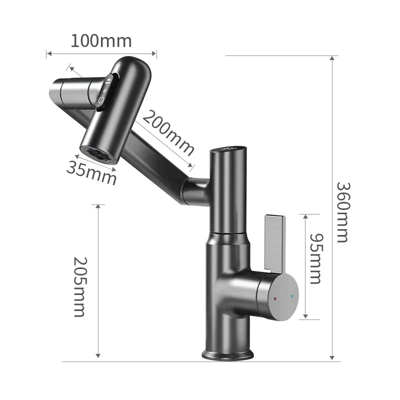 DecorBites™ LED Bathroom Basin Faucet 360 Rotation Mixer Sink Tap with Multifunction Stream Sprayer