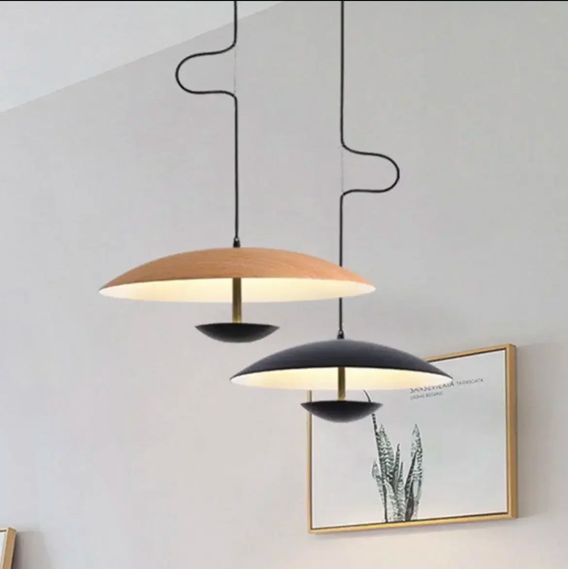 Nordic Wood Grain Black Ring Pendant Light