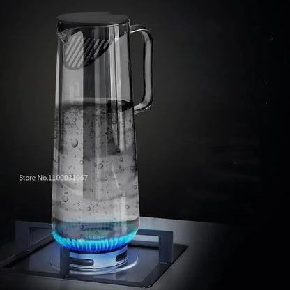 DecorBites™ Gray Glass Water Pitcher with Handle Large-capacity Tea Pot Juice Jug