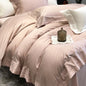 Decobites Luxury Embroidered Wide Edge Bedding Set: Duvet Cover, Bed Sheet, Pillowcase (4Pcs)