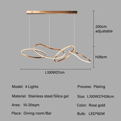 DecorBites™ LED Ring Chandelier for Living Dining Room - Postmodern Luxury Minimalist Art Lighting