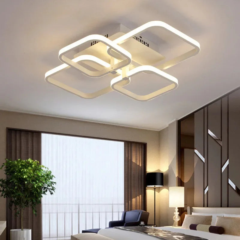 DecorBites™ LED Ceiling Light 4 Rings 78W Square for Living Room Bedroom Bar