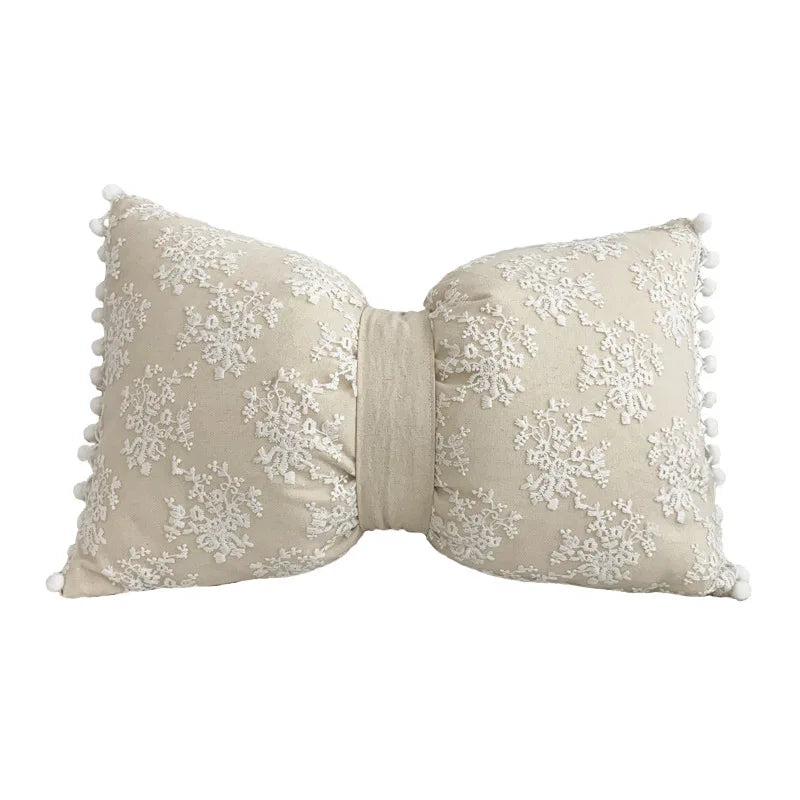 DecorBites™ Boho White Lace Floral Sofa Cushion Cover Wedding Decor Throw Pillows