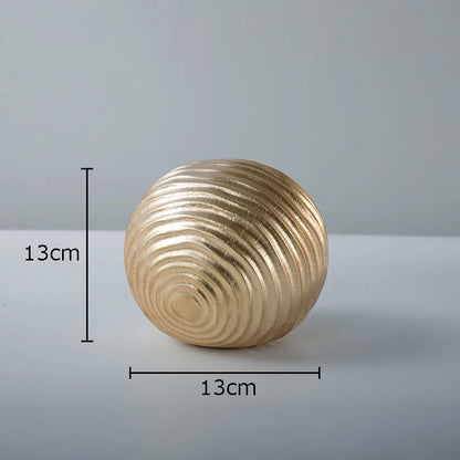 DecorBites™ Golden Wave Ball Desk Ornament, Abstract Art Sculpture for Room Aesthetics