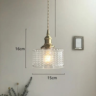 Green Glass Pendant Light Polished Copper 3-Head
