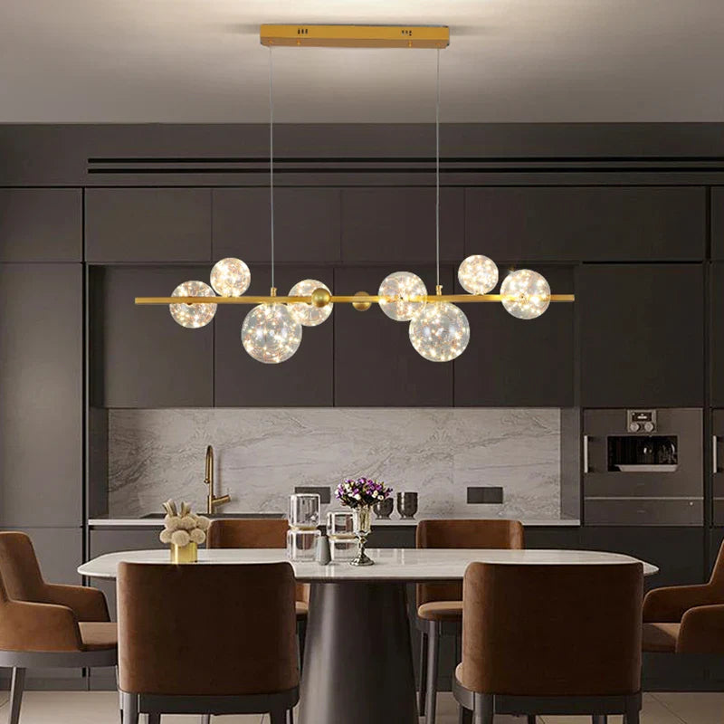 Brass Modern LED Chandelier 8-Head 100cm Kitchen