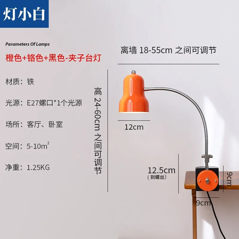 DecorBites™ Adjustable LED Desk Lamp Red/Orange/Black E27 - Studio Bedside Reading Light
