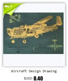 DecorBites™ Vintage Aircraft Design Poster for Wall Decor