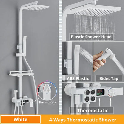 DecorBites™ Digital Display Thermostatic Shower Faucet Set with Rain Shower Head