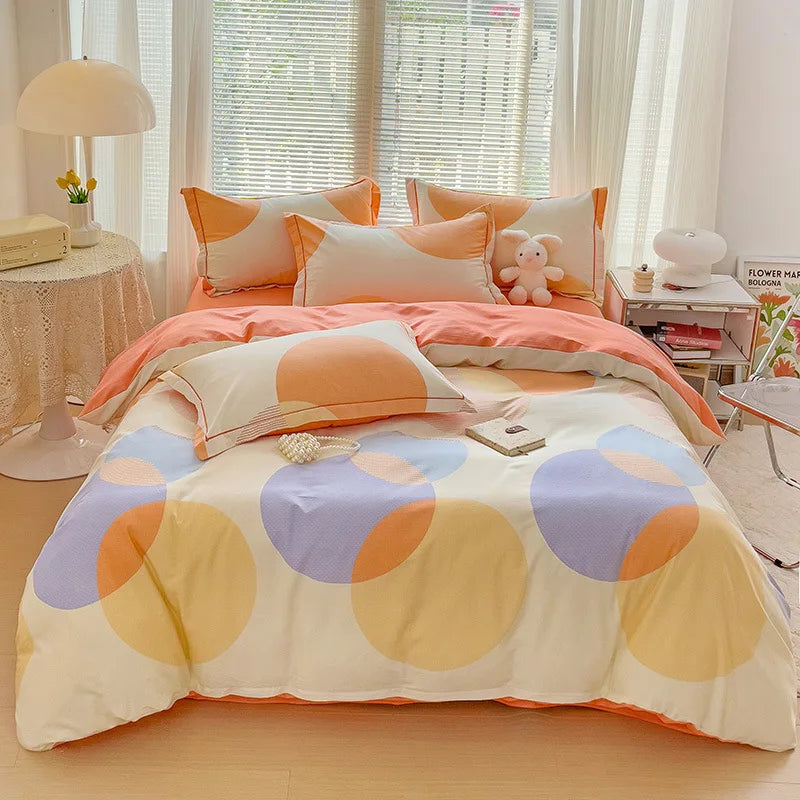 DecorBites™ Brushed Cotton Printed Duvet Cover Set - Single/Double Bed Bedclothes