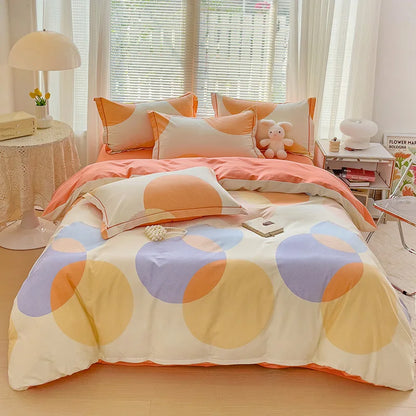 DecorBites™ Brushed Cotton Printed Duvet Cover Set - Single/Double Bed Bedclothes