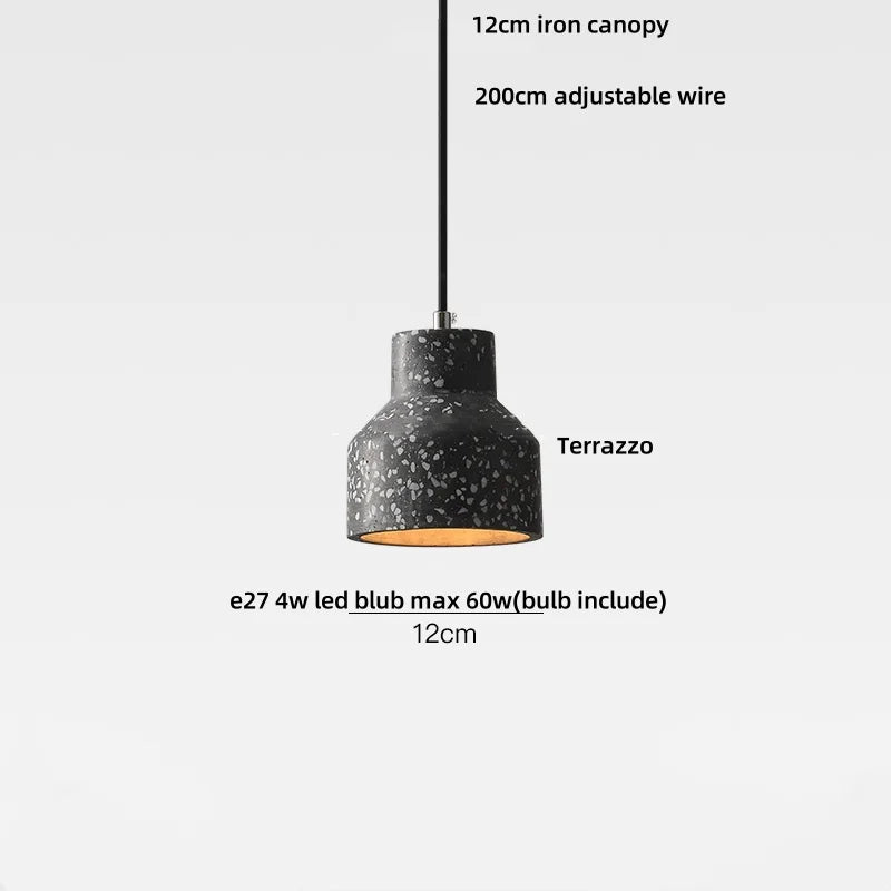 DecorBites™ Black Terrazzo Stone LED Pendant Lamp Modern Nordic Hanging Lights