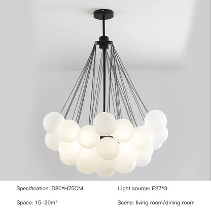 DecorBites™ Frosted Glass Ball LED Chandelier in Gold/Black for Dining Room & Bedroom