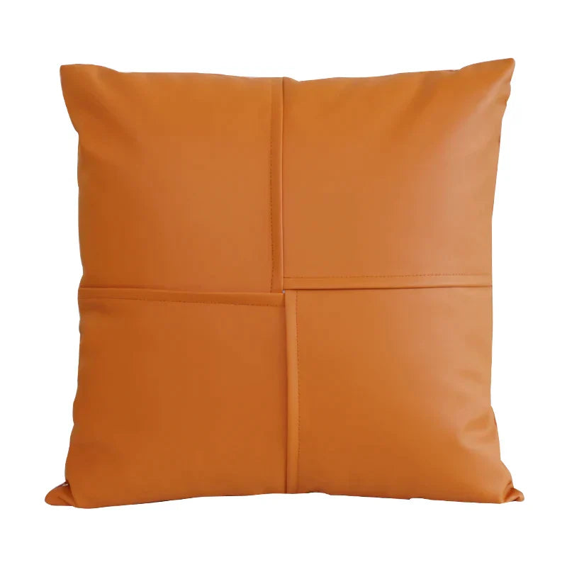 Funda de cojín DecorBites™ de piel color marfil, 45x45 cm, para decoración del hogar.