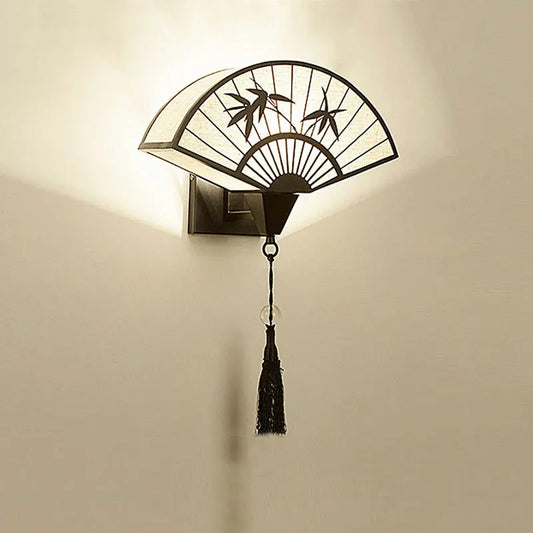 DecorBites™ Chinese Style Iron Art Wall Lamp for Living Room, Bedroom, Hallway - E27 Fabric Sconce