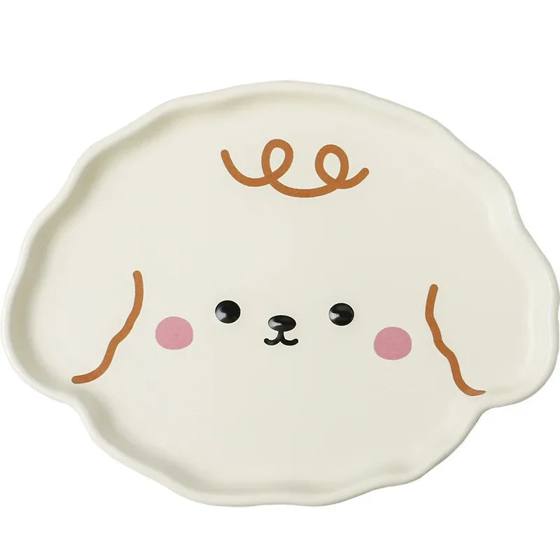 DecorBites™ Cloud Tulip Cartoon Dog Bear Ceramic Dessert Plate Cute Tableware