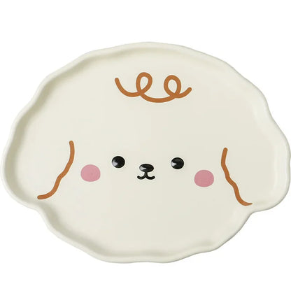 DecorBites™ Cloud Tulip Cartoon Dog Bear Ceramic Dessert Plate Cute Tableware