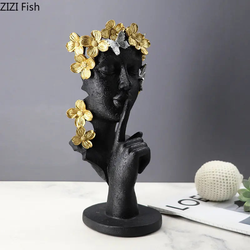 DecorBites™ Gold Silence Is Gold Garland Figure Resin Sculpture Desk Decoration