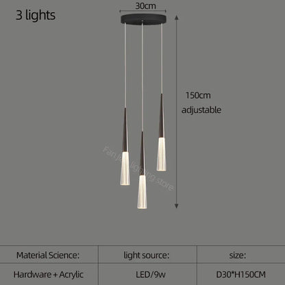 DecorBites™ مصباح مخروطي أكريليك معلق لسلالم الفيلا والمطبخ والمطعم.