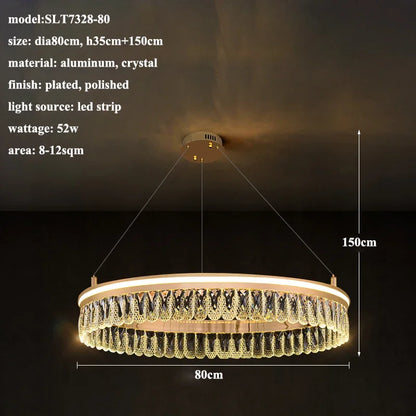 Lámpara de araña LED de cristal moderna DecorBites™ 2024 para decoración de sala de estar y comedor