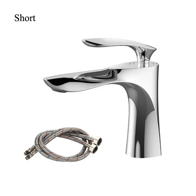 DecorBites™ Golden Bathroom Faucet Single Handle Sink Mixer Tap Deck Mounted Basin Tapware