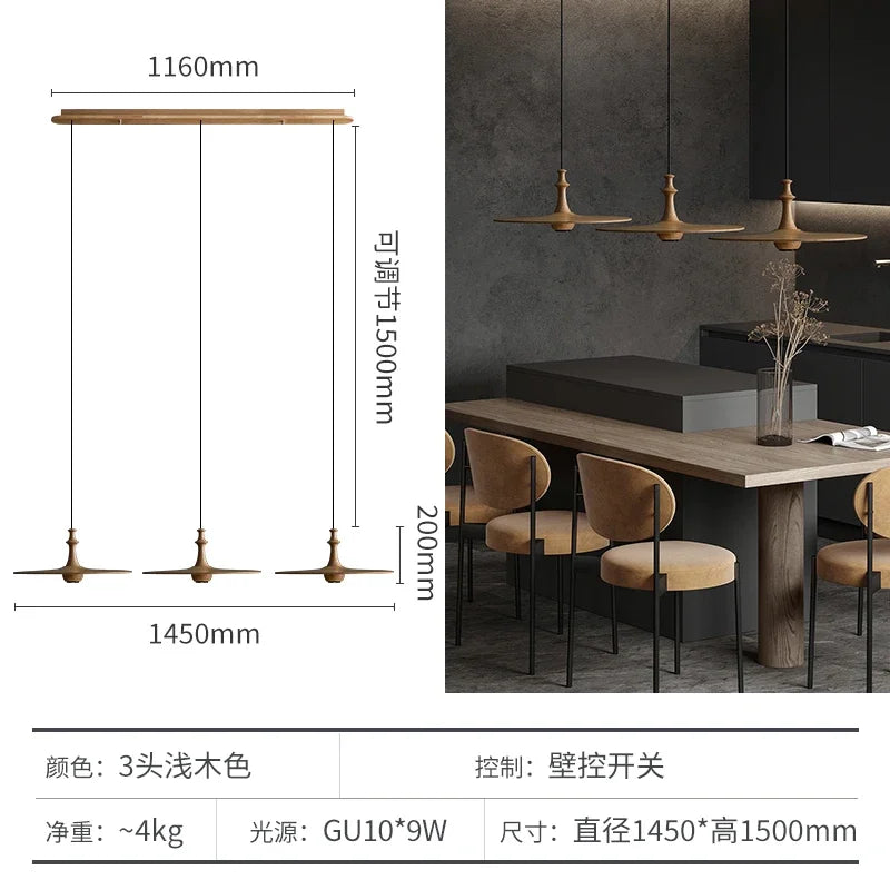 DecorBites™ Black Solid Wood Saucer Pendant Lights, LED GU10, Minimalist Design