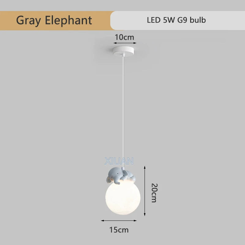 مصابيح معلقة من الراتنج على شكل حيوانات من DecorBites™: ثريا على شكل دب أو أرنب أو كلب أو خروف أو أرنب لغرفة الأطفال