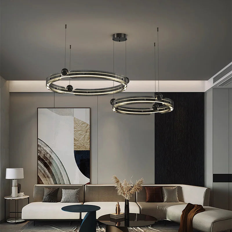 DecorBites™ Light Luxury Circle LED Living Room Chandelier