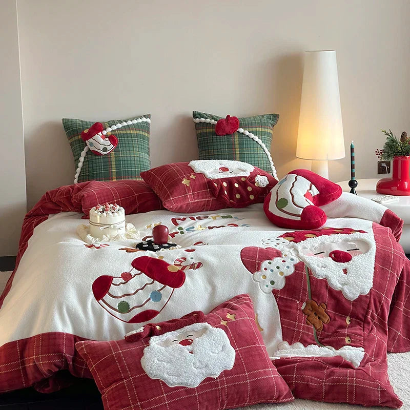 Decobites Santa Claus Winter Bedding Set, Single Duvet, Bed Sheet, Pillowcases