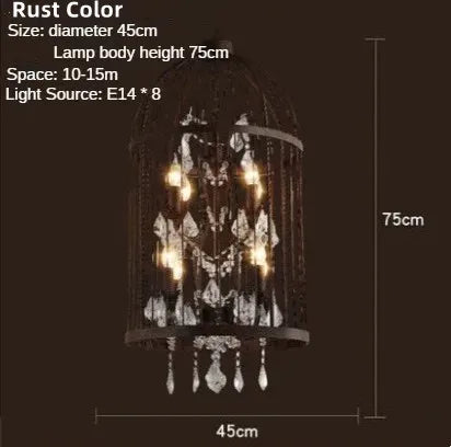 DecorBites™ Iron Birdcage Crystal Chandelier: Spherical Pendant Light for Home Decor