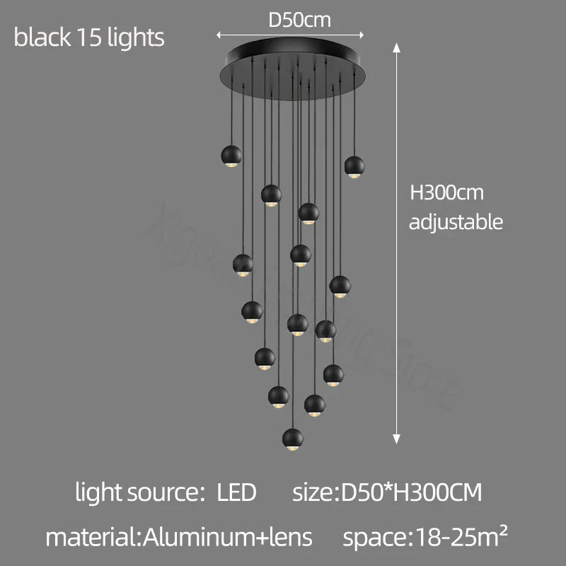 DecorBites™ Globe Lens Metal Chandelier for Living Room Kitchen Bedroom Cafe Staircase Villa