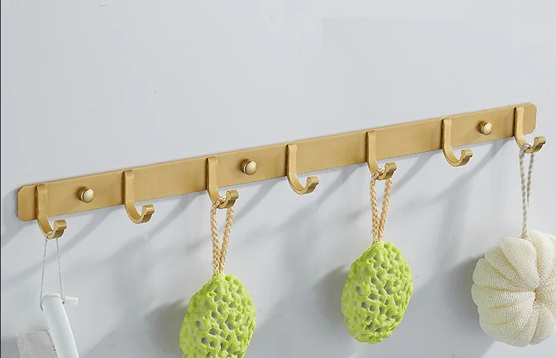 DecorBites™ Brushed Gold Aluminum Robe Hooks Set of 4 - Bathroom & Kitchen Hangers