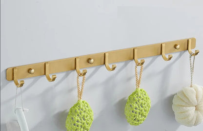 DecorBites™ Brushed Gold Aluminum Robe Hooks Set of 4 - Bathroom & Kitchen Hangers