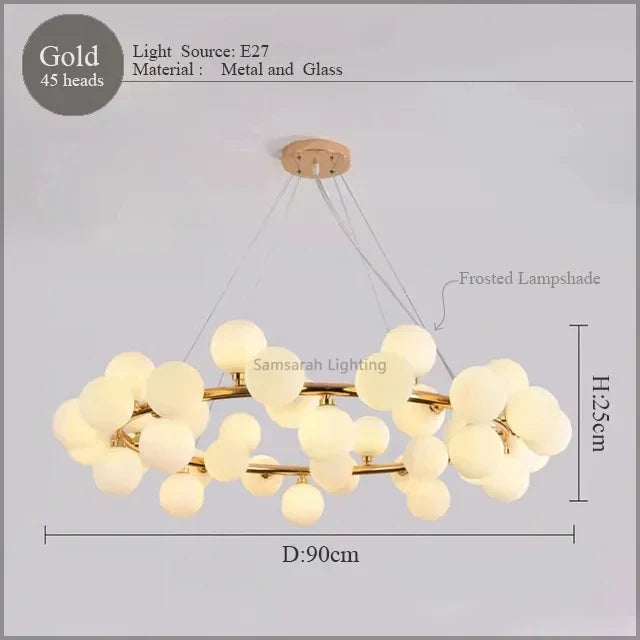 DecorBites™ LED Glass Chandelier Pendant Lamp for Living Room Dining Room Lighting