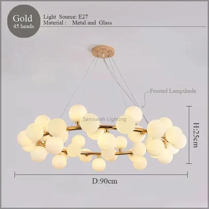 DecorBites™ LED Glass Chandelier Pendant Lamp for Living Room Dining Room Lighting