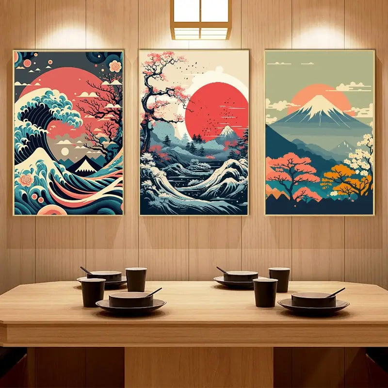 Decorbites™ Japanische Vintage-Kunst-Leinwand-Set