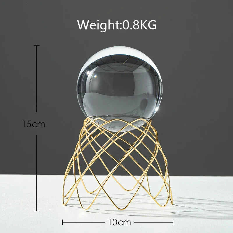 DecorBites™ Bola de Cristal Artesanal: Decoración Nórdica Moderna de Metal, Ligeramente Lujosa, para el Hogar y el Mueble de TV