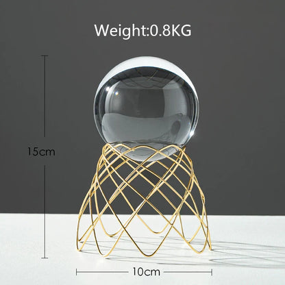 DecorBites™ Bola de Cristal Artesanal: Decoración Nórdica Moderna de Metal, Ligeramente Lujosa, para el Hogar y el Mueble de TV