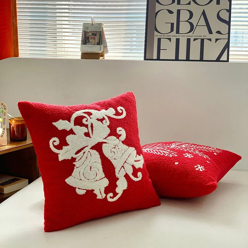 DecorBites™ Christmas Cartoon Embroidered Pillow Covers for Festive Sofa Decor