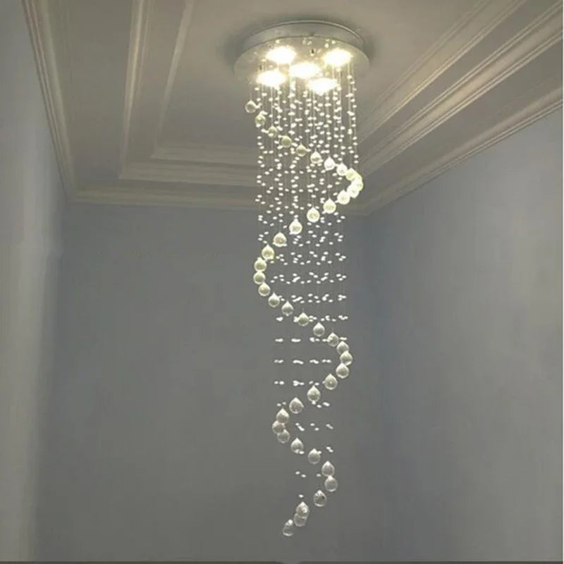 DecorBites™ Crystal Pendant Chandelier for Staircase Hotel Bedroom Hanging Lamp