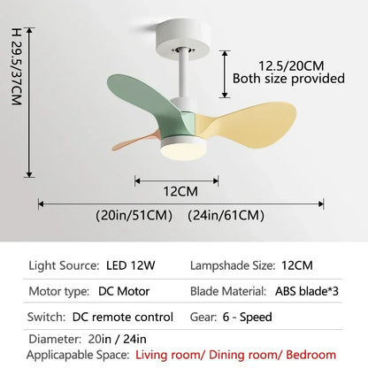 DecorBites™ 24-Inch Mini Ceiling Fan with Lights, Modern Design for Home and Office