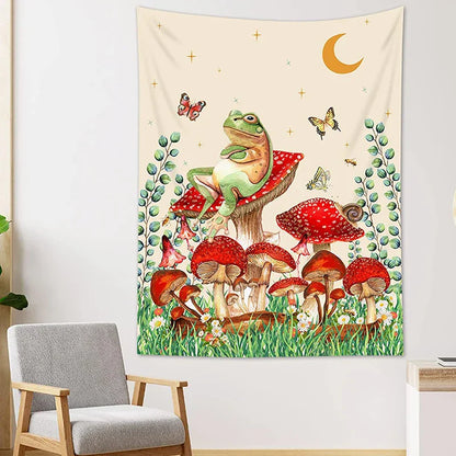 Decobites Mushroom Moon Star Botanical Snail Tapestry Trippy Cottagecore Room Decor