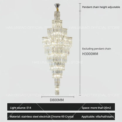 DecorBites™ Crystal Staircase Chandelier: Luxury European Style for Villa Living Room