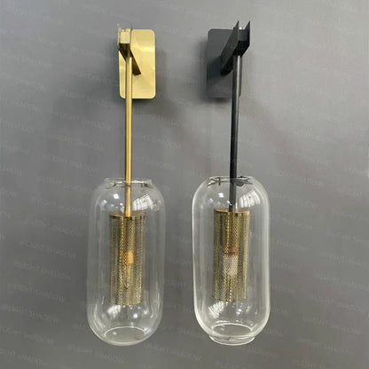 DecorBites™ Gold Glass Wall Sconce Light Fixture for Home Hotel Bathroom Decor