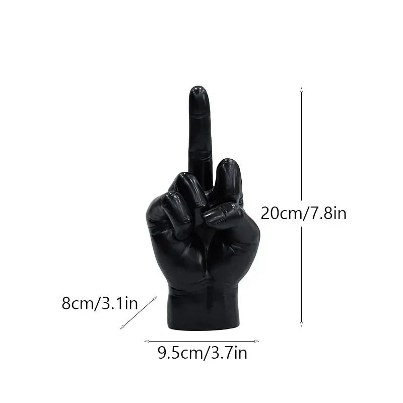 ديكوربايتس™ تمثال الإصبع الأوسط باللون الأسود الذهبي: ديكور منزلي عصري مع تمثال وإكسسوار للرفوف