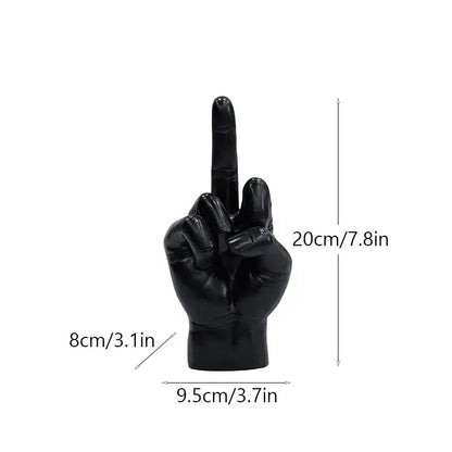 ديكوربايتس™ تمثال الإصبع الأوسط باللون الأسود الذهبي: ديكور منزلي عصري مع تمثال وإكسسوار للرفوف