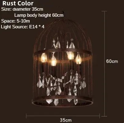 DecorBites™ Iron Birdcage Crystal Chandelier: Spherical Pendant Light for Home Decor