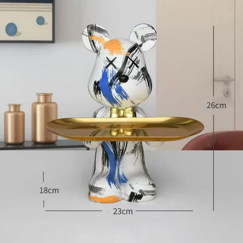 DecorBites™ Graffiti Bear Figurine: Modern Home Decor Statue for Keys Storage Shelf