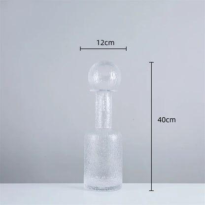 DecorBites™ Grey Round Glass Vase Hammer Lid Terrarium Home Decoration