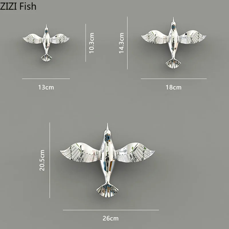 DecorBites™ Gold/Silver Pigeon Wall Ornaments - Dove Statue for Living Room Aesthetics